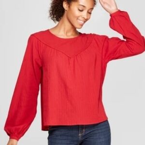 Universal Thread Balloon Sleeve Cotton Blouse
